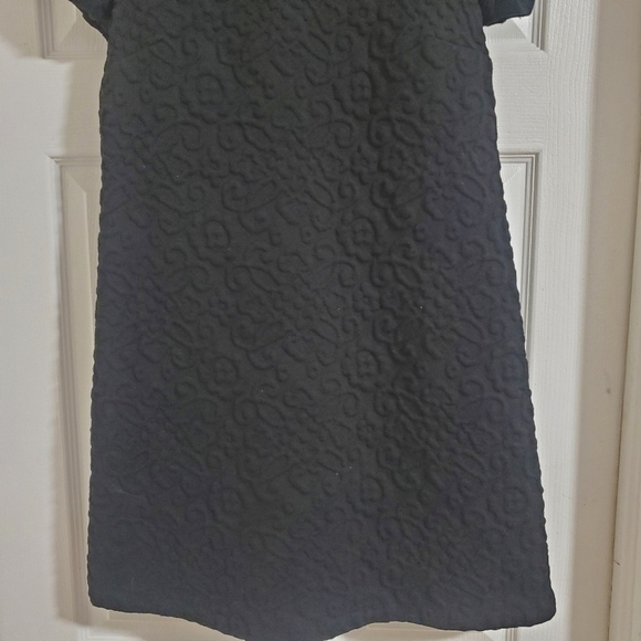 Zara WomanTextured A-lined Black Dress Size M Short Sleeve Knee Length Quilted - Picture 3 of 10